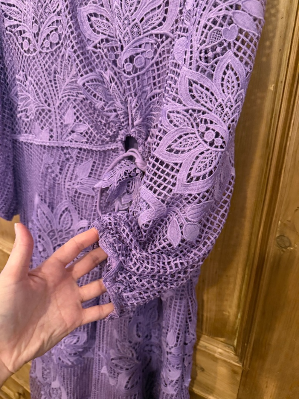FARM Rio Purple Crochet Midi Dress with Ring Detail - Picture 6 of 10